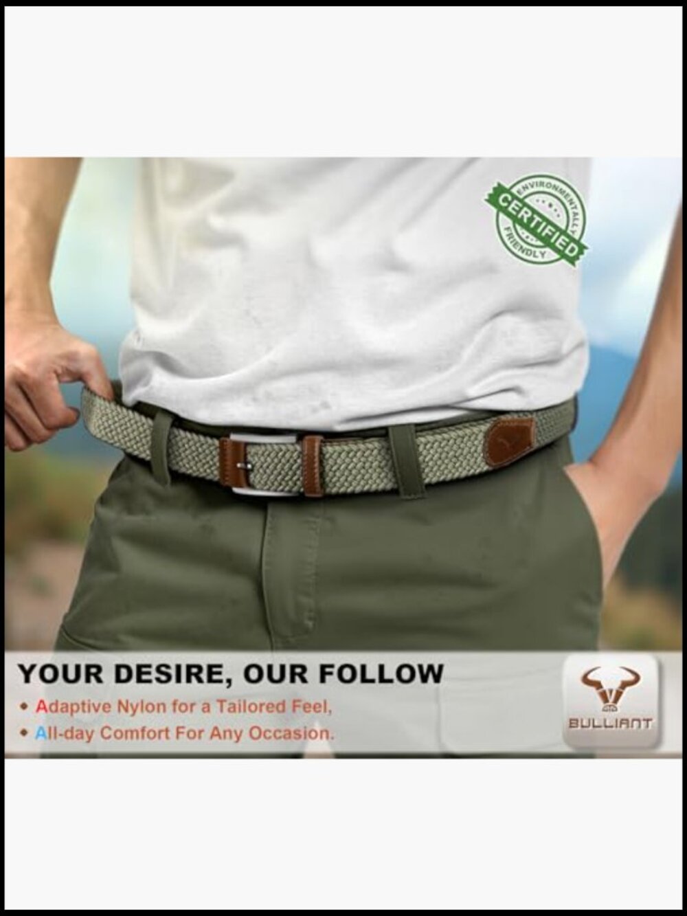Stretch Braided Belt for Men Casual Golf Woven Web 1 3/8 Inch Zinc Buckle - Picture 4 of 7